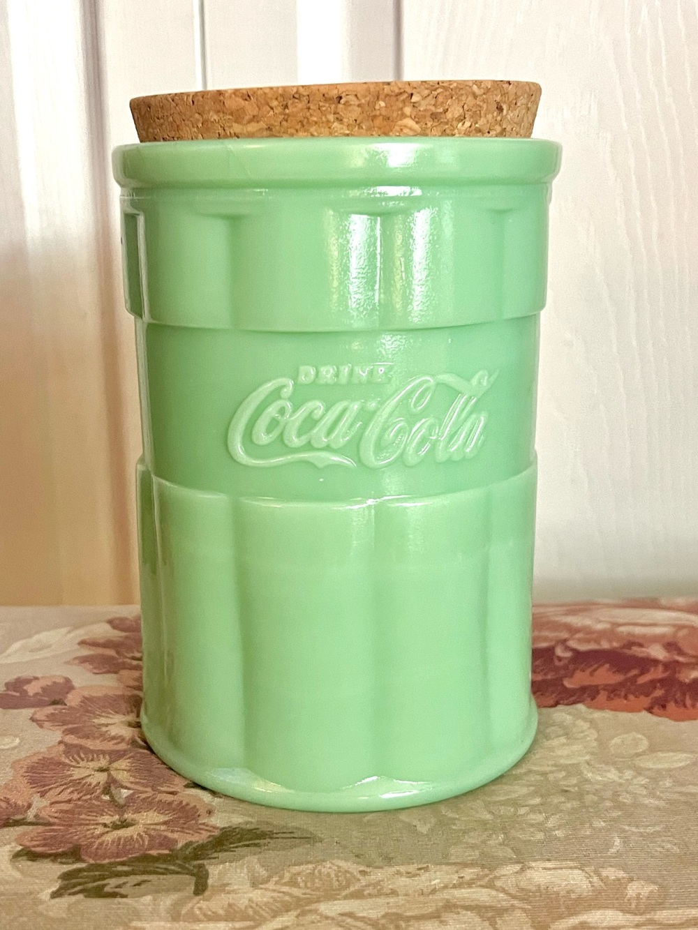 TableCraft Coca-Cola Jadeite Green Glass Canister 🥤💚 24oz (2019)